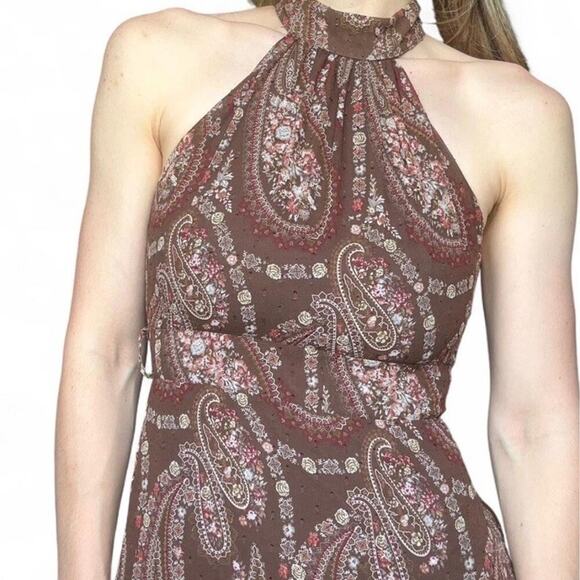 Petal And Pup Women’s Tia Dress Brown Paisley Halter Neck High Low Hem Size 2 - Picture 3 of 4